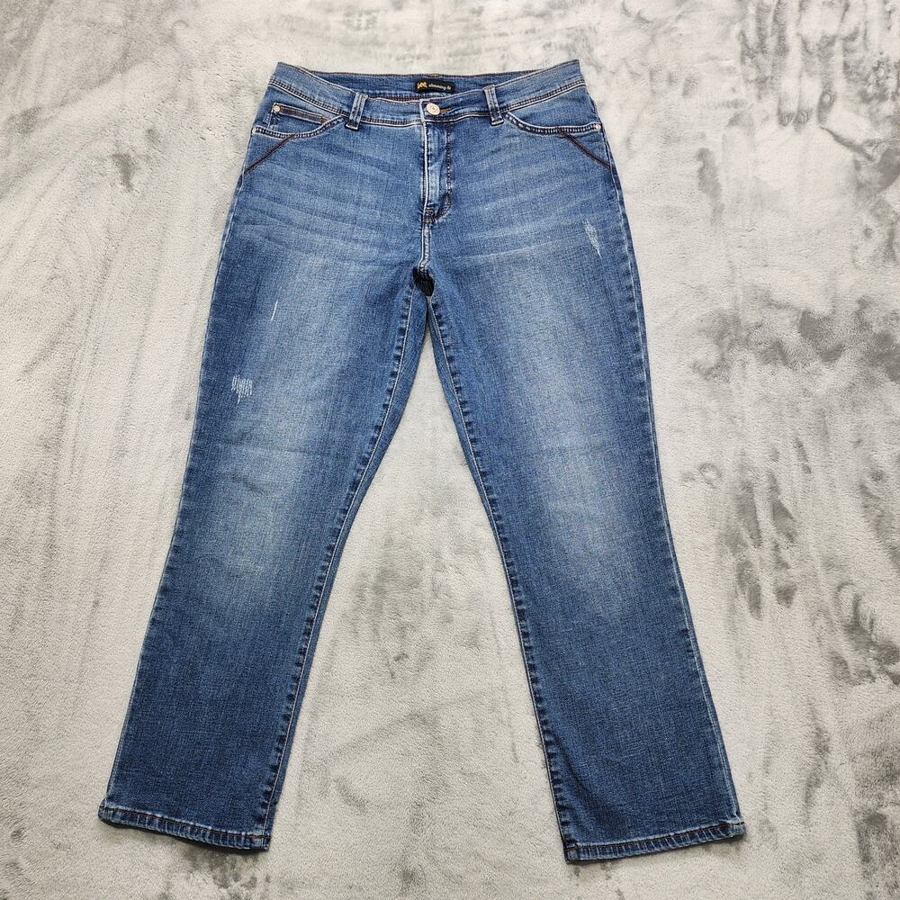 Lee Jeans Womens 6 Blue Slimming Fit Mid Riseโ Crop Capri Stretch Denim Casual